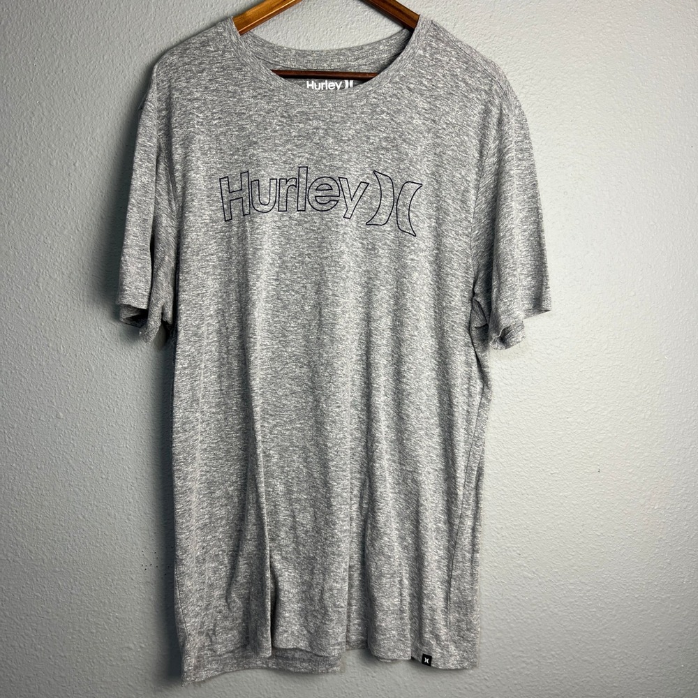 Hurley Graphic T-Shirt Y2K Preppy Grunge Heather Gray Short SL Casual Size XL